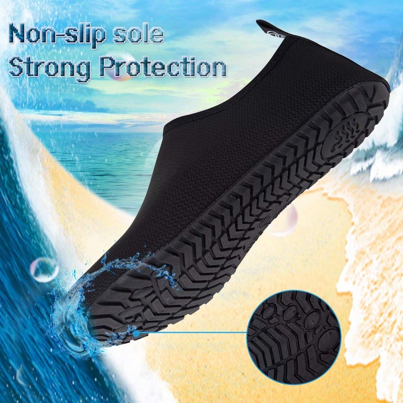 YALOX Water Shoes Women's Men's Outdoor Beach Swimming Aqua Socks Quick-Dry Barefoot Shoes Surfing Yoga Pool Exercise(XBL-Black,42/43EU) - Image 3